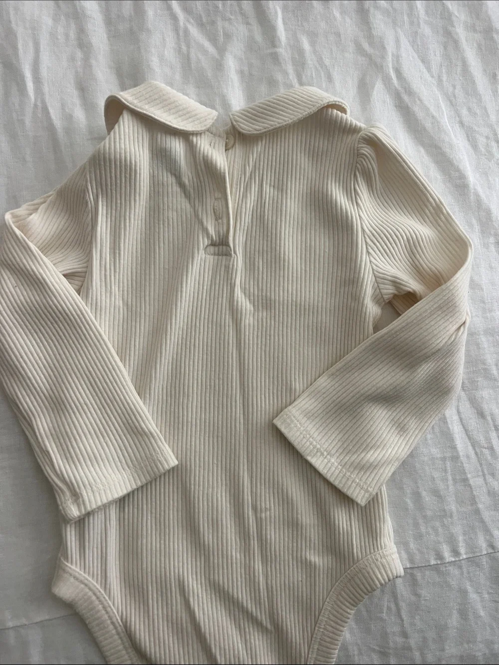 GAP Classic Ribbed Peter Pan One-Piece in Cream